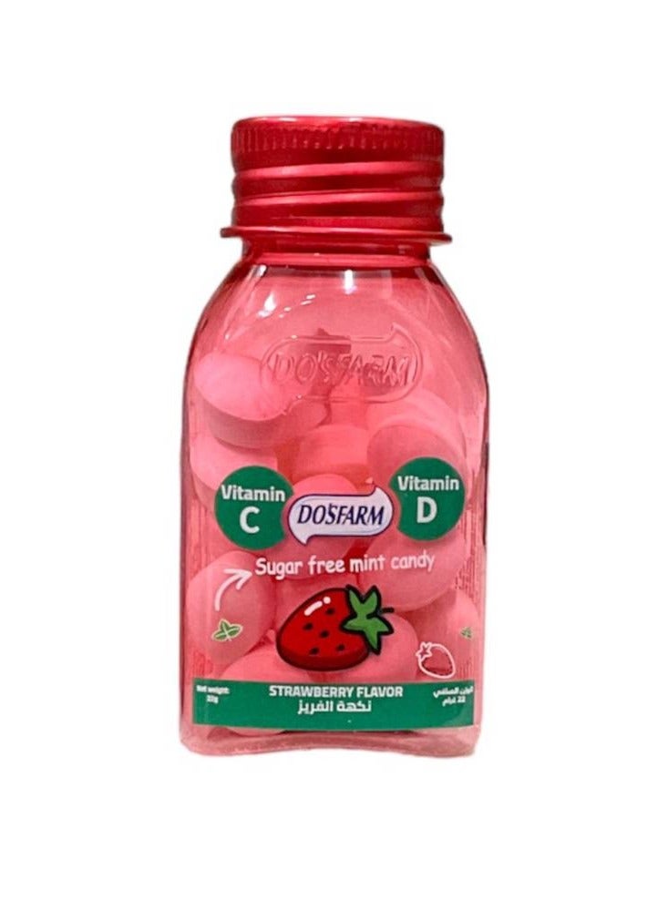 Generic Vitamin C and D Sugar Free Mint Strawberry Flavored Candy