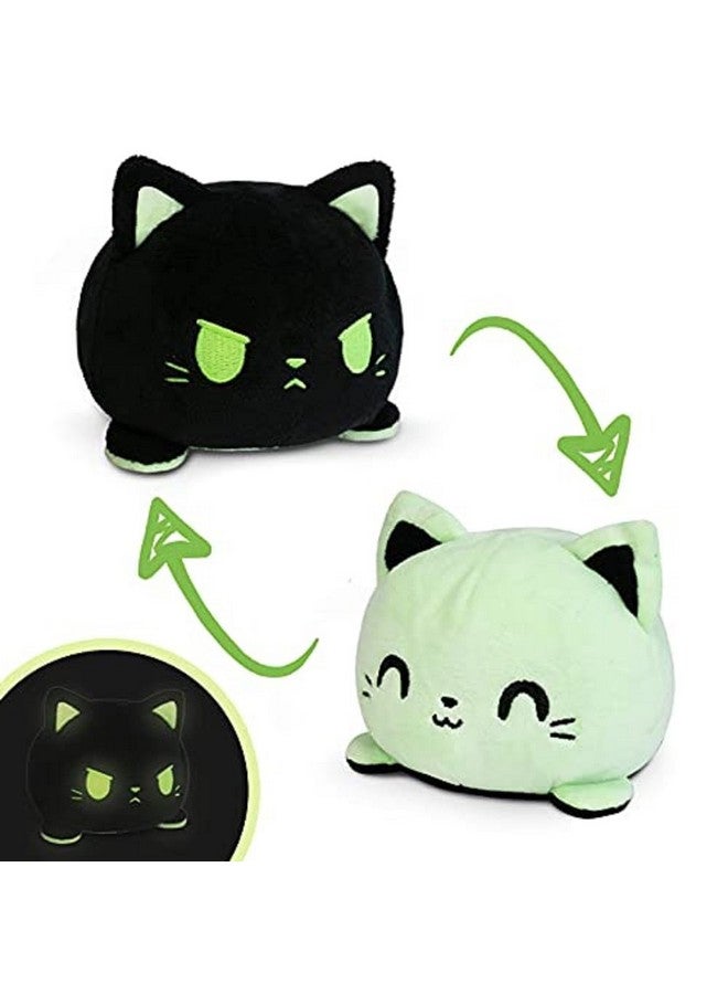 TeeTurtle - The Original Reversible Cat Plushie - Glow in the Dark - Cute Sensory Fidget Stuffed Animals That Show Your Mood