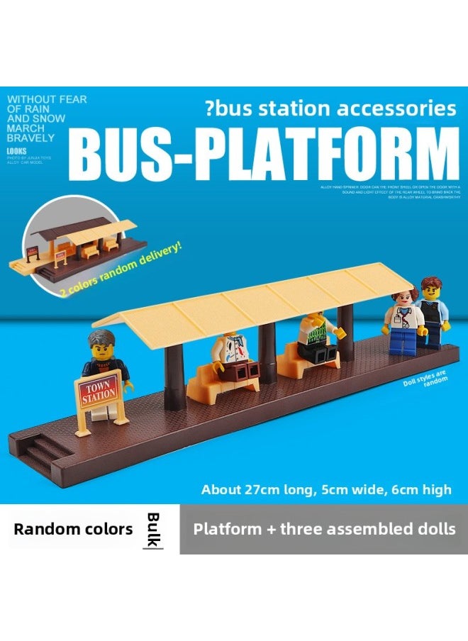 Generic Qgso1/87 Bus Platform Train Moon Platform Accessories Model Bus Station Point Matchinging Toys Beijing Market Plastic-Color:One Stand + 3 Dolls [dolls With Random Styles]  - Image 1