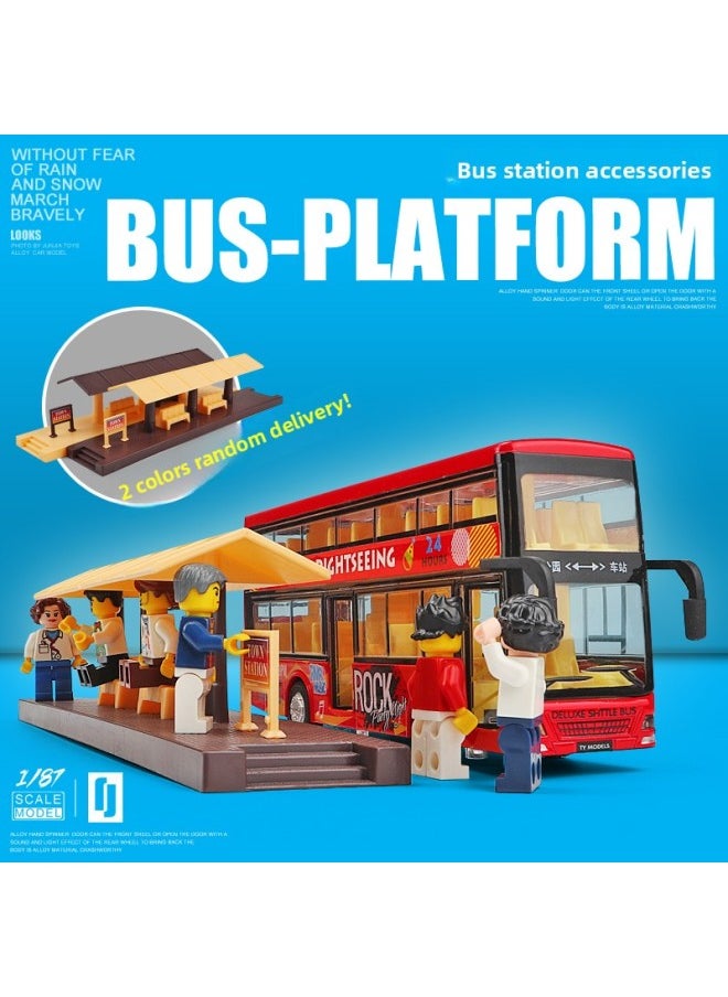 Generic Qgso1/87 Bus Platform Train Moon Platform Accessories Model Bus Station Point Matchinging Toys Beijing Market Plastic-Color:One Stand + 3 Dolls [dolls With Random Styles]  - Image 3