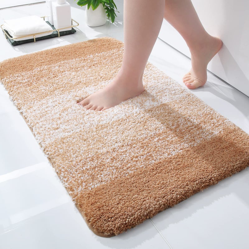 OLANLY Luxury Bathroom Rug Mat  Extra Soft and Absorbent Microfiber Bath Rugs  Non-Slip Plush Shaggy Bath Carpet  Machine Wash Dry  Bath Mats for Bathroom Floor  Tub and Shower  16x24  Beige - Image 2