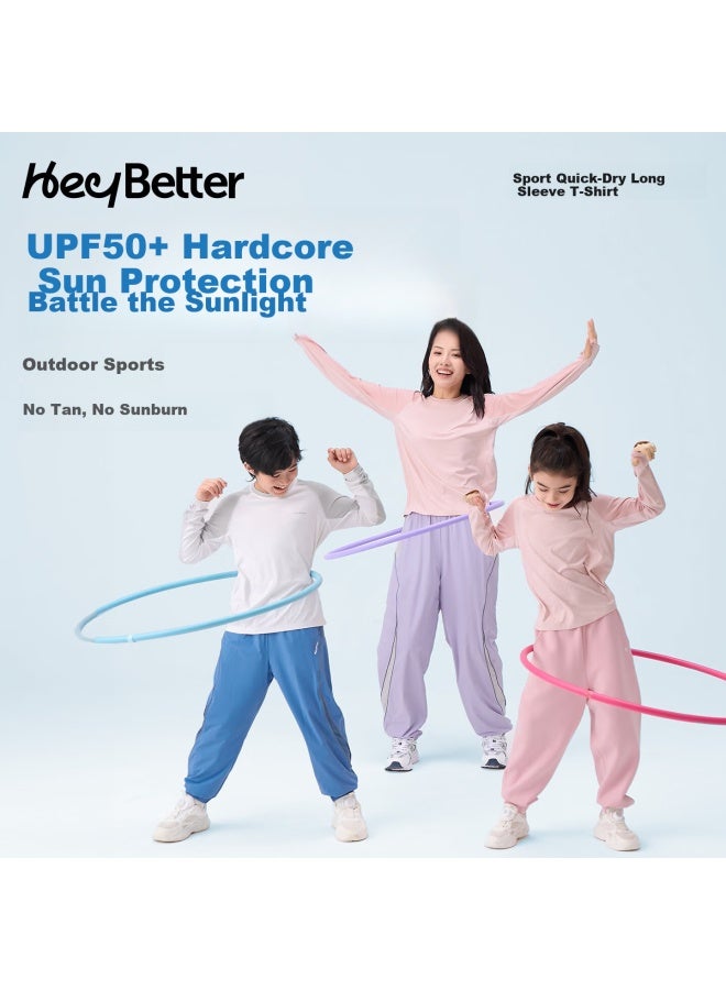 Heybetter Kids Quick-dry Long Sleeve T-shirt Moisture-wicking Crew Neck Boys And Girls Autumn Sports Top - Image 4