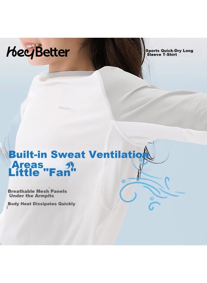 Heybetter Kids Quick-dry Long Sleeve T-shirt Moisture-wicking Crew Neck Boys And Girls Autumn Sports Top - Image 2