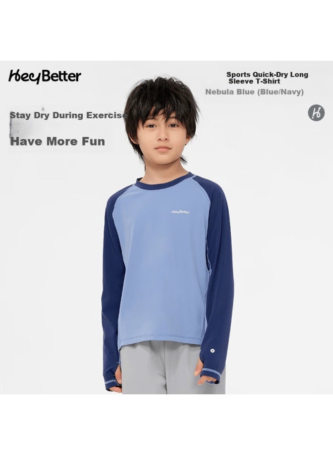 Heybetter Kids Quick-dry Long Sleeve T-shirt Moisture-wicking Crew Neck Boys And Girls Autumn Sports Top - Image 5