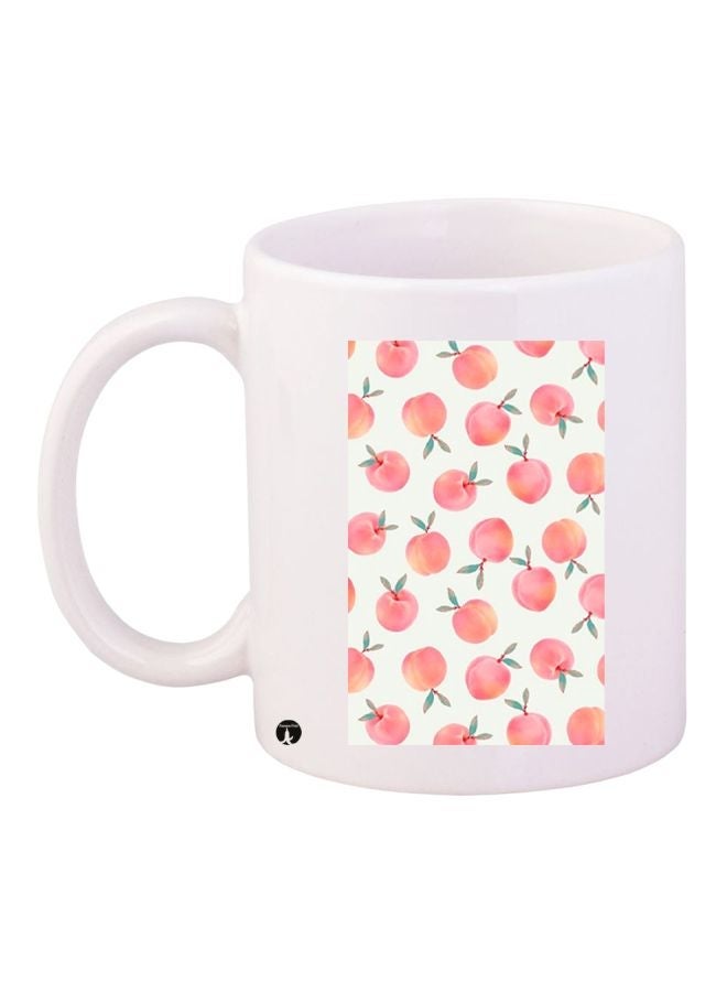 Fruits Printed Coffee Mug White/Pink/Beige 11ounce