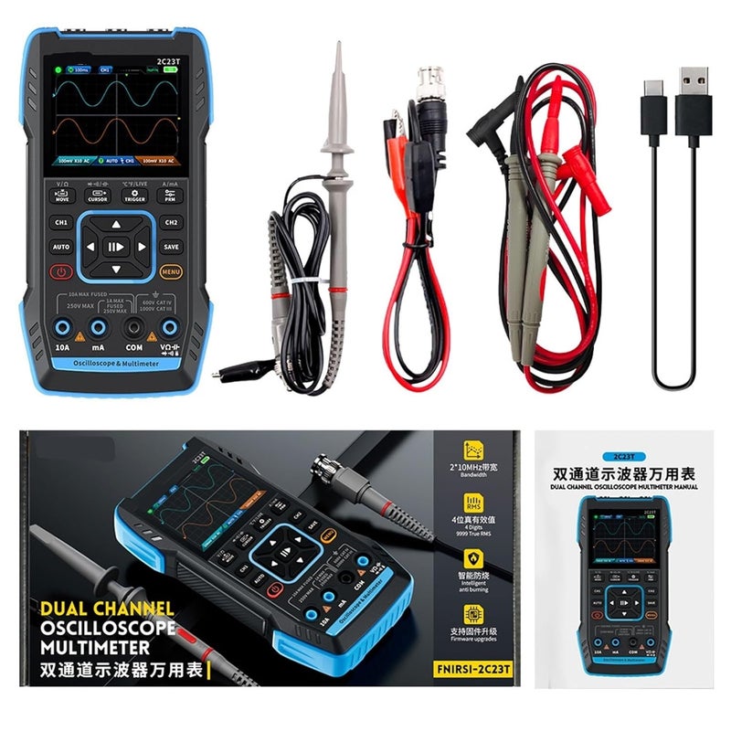 Digital Multimeter, 2C23T 3 in 1 Digital Oscilloscope Multimeter Function Signal Generator Dual Channel 10MHZ*2 50MS/s,for Home and Industrial Electrical Issues - Image 2