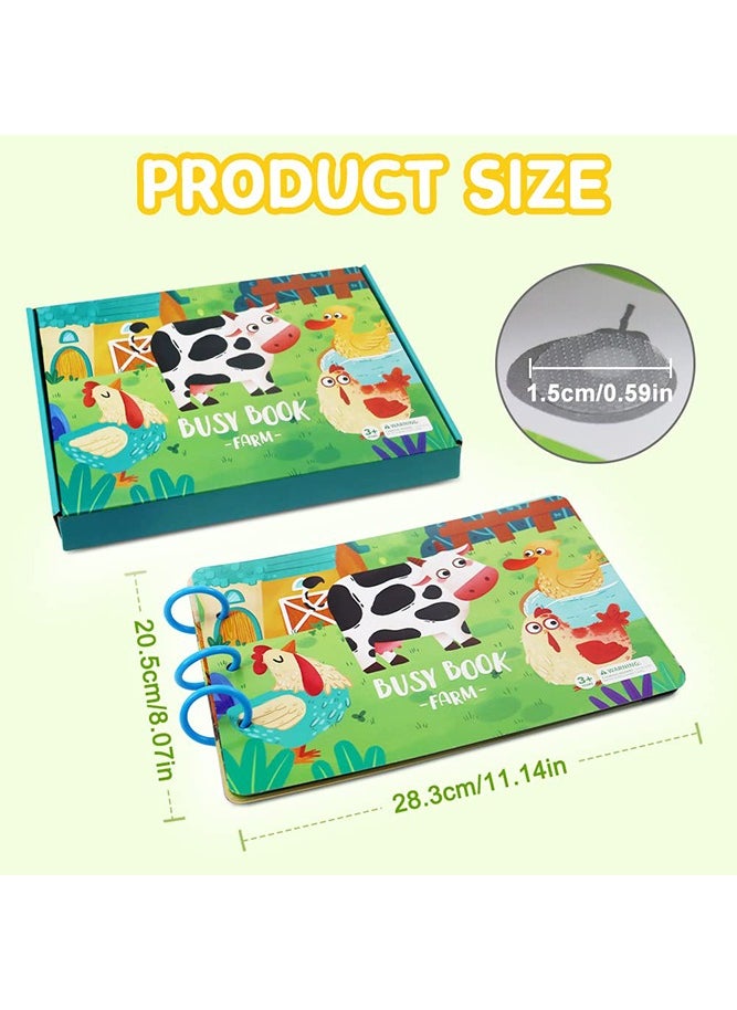 Bebiland Early Toddler Educational Busy Book, Farm Theme Preschool Learning Activities Quiet Book for Kids to Develop Learning Skills  - Image 2