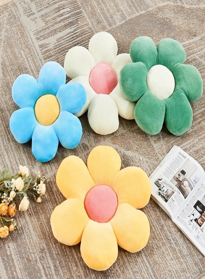 Kcvvcr Sage Green Flower Pillow, 14.9" Cute Flower Shaped Floor Pillow, Aesthetic Floral Plush Daisy Decorative Throw Pillows for Bed Sofa Couch - Image 3