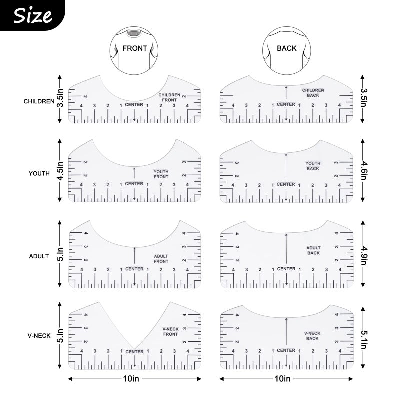 tietoc 12pcs Tshirt Ruler Guide for Vinyl Alignment, T Shirt Measurement Accessories Tools for Cricut Heat Press & Cameo & HTV Transfer Vinyl, Stocking Stuffers Gifts for Womenï¼ŒChristmas Gifts for Mom - Image 2