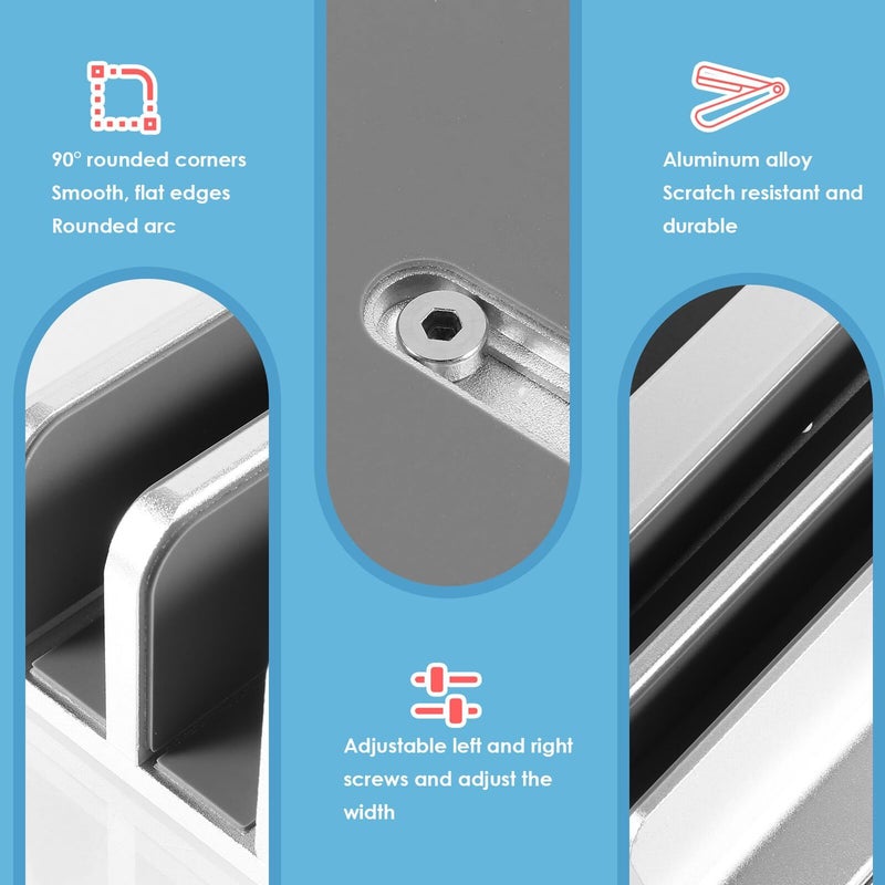 Silver Aluminum Alloy Laptop Stand Vertical Rack Space Saving Desktop Holder - Image 5