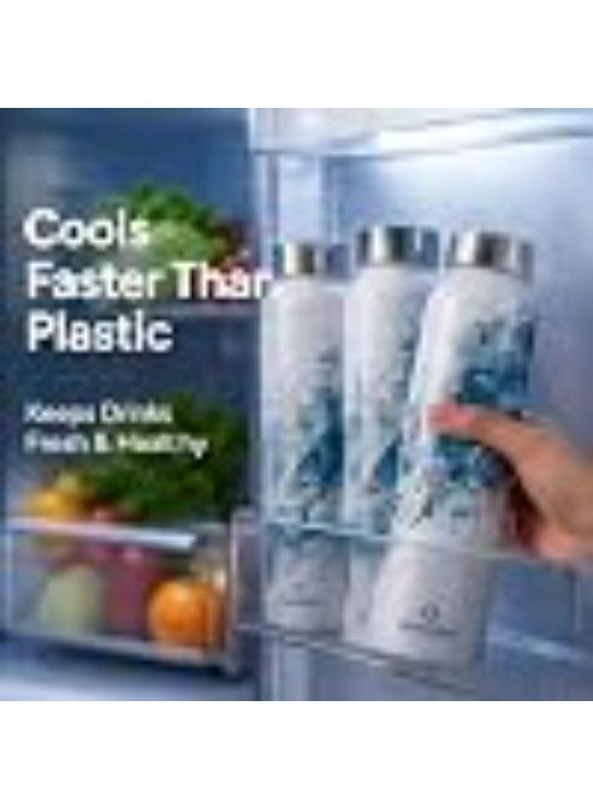 Speedex Stainless Steel Printed Water Bottle 1 Ltr 1000 ml, BIS Approved, Leak Proof Screw Cap Bottle for Office, School, Travel, Daily Use for Men, Women, Kids, Adults, Ice Marble, Set of 4 - Image 4