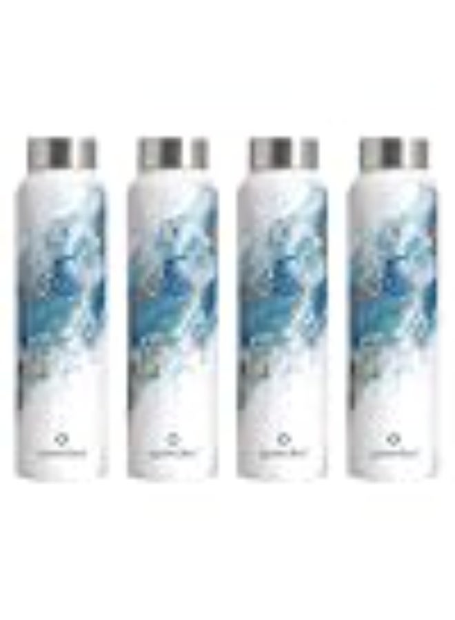 Speedex Stainless Steel Printed Water Bottle 1 Ltr 1000 ml, BIS Approved, Leak Proof Screw Cap Bottle for Office, School, Travel, Daily Use for Men, Women, Kids, Adults, Ice Marble, Set of 4 - Image 1