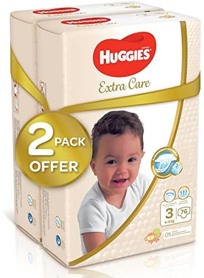 HUGGIES Extra Care Size 3 4 9 Kg Twin Jumbo Pack 152 Diapers - Image 2