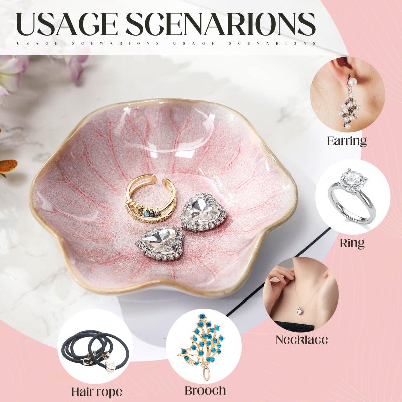 LOYIM 4 Pack Small Jewelry Dish Ceramic Trinket Holder Dish Tray for Rings Earrings Necklaces Bracelets 4.3 x 3.9 Inch Key Bowl Women's Birthday Mother's Day Wedding Gift - Image 4