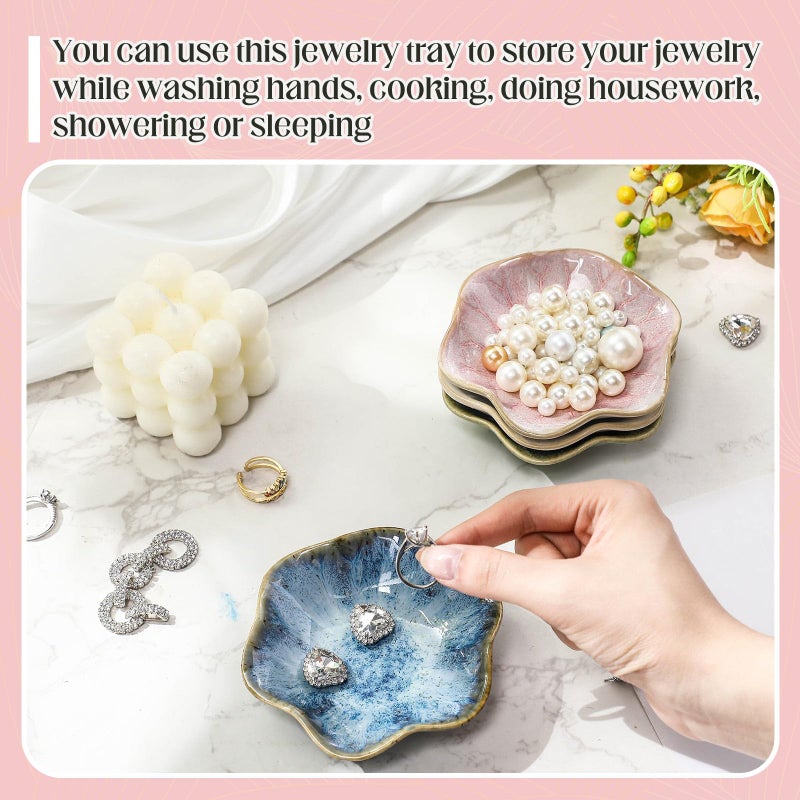 LOYIM 4 Pack Small Jewelry Dish Ceramic Trinket Holder Dish Tray for Rings Earrings Necklaces Bracelets 4.3 x 3.9 Inch Key Bowl Women's Birthday Mother's Day Wedding Gift - Image 5