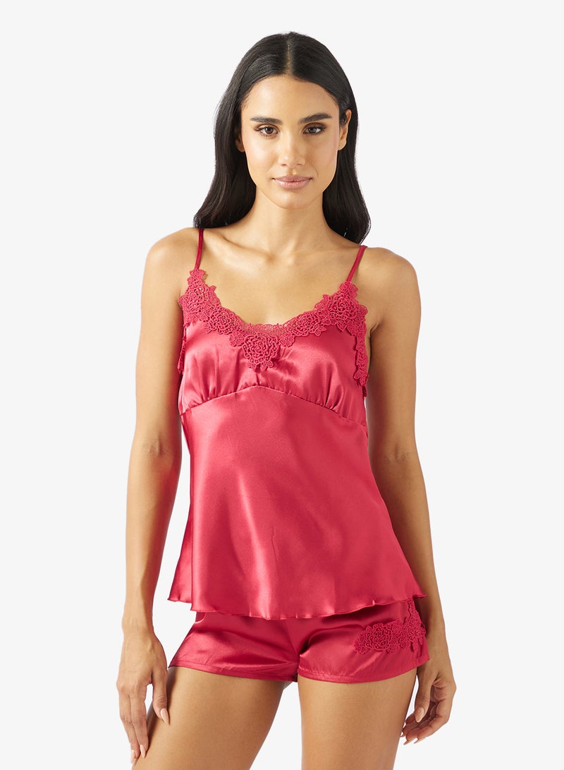 Ginger Cami Lace Detail Top & Short PJ Set - Image 3