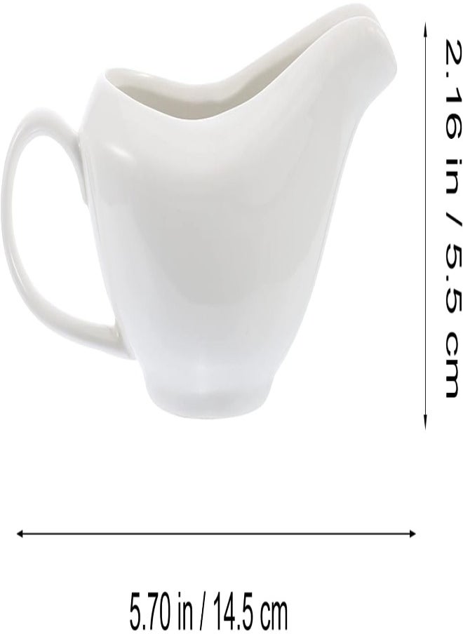 AKDC Yarnow Ceramic Gravy Boat Porcelain Gravy Boat Sauce Pourer Dish With Handle For Salad Dressings Milk Broth Creamer Seasoning Plate White 1  - Image 3