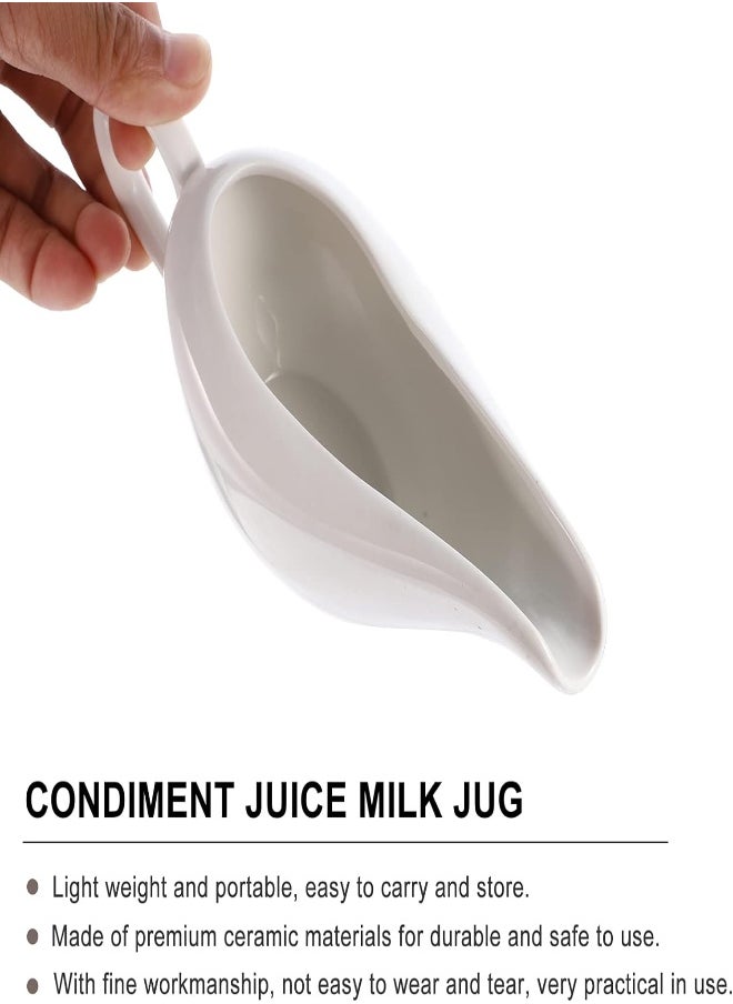 AKDC Yarnow Ceramic Gravy Boat Porcelain Gravy Boat Sauce Pourer Dish With Handle For Salad Dressings Milk Broth Creamer Seasoning Plate White 1  - Image 1