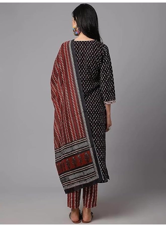 Pinkmint store Printed Round Neck Kurta & Pant with Dupatta Set ll Traditional Kurta Set 2XL - Image 2