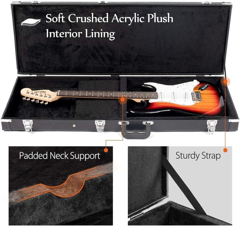MegArya Electric Guitar Hard Shell Case for Standard Electric Guitars - Black - Image 3