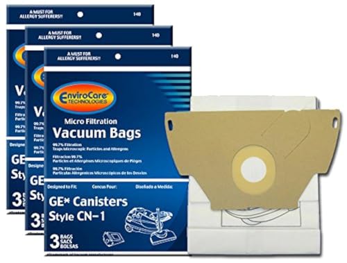 EnviroCare Replacement Micro Filtration Vacuum Cleaner Dust Bags made to fit GE Canisters CN-1 9 Bags - Image 1