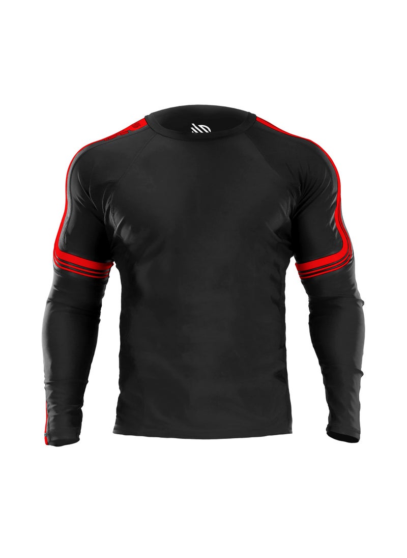 Sanabul  Sanabul Core Long Sleeve Jiu Jitsu Rash Guard MMA BJJ Wrestling Shirt Grappling RED SMALL  - Image 1