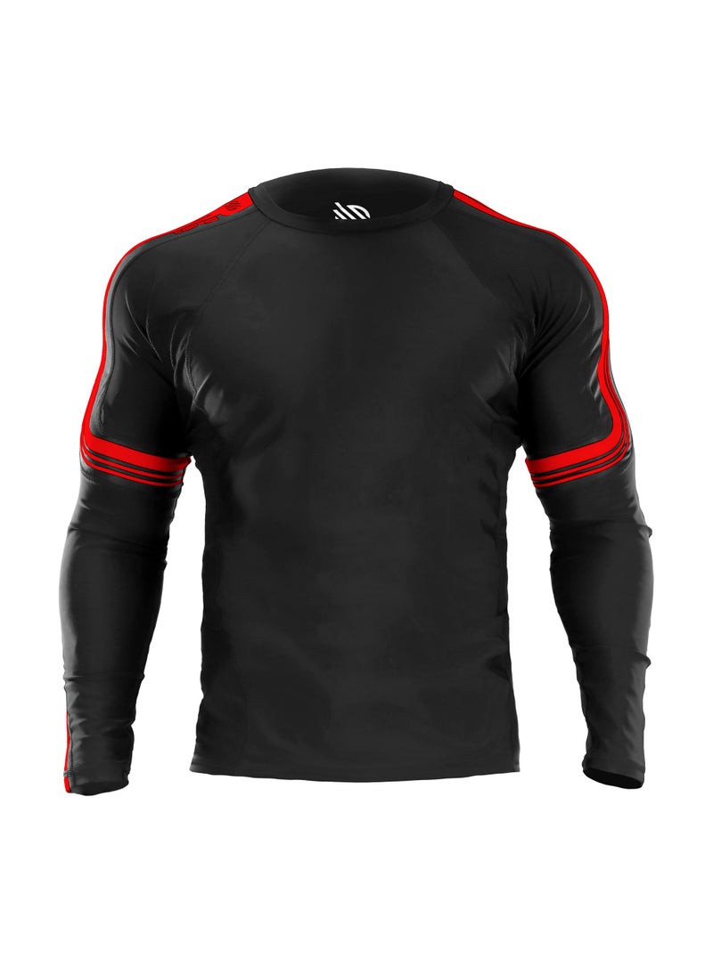 Sanabul  Sanabul Core Long Sleeve Jiu Jitsu Rash Guard MMA BJJ Wrestling Shirt Grappling RED SMALL  - Image 2