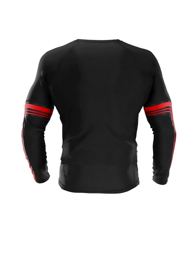 Sanabul  Sanabul Core Long Sleeve Jiu Jitsu Rash Guard MMA BJJ Wrestling Shirt Grappling RED SMALL  - Image 3