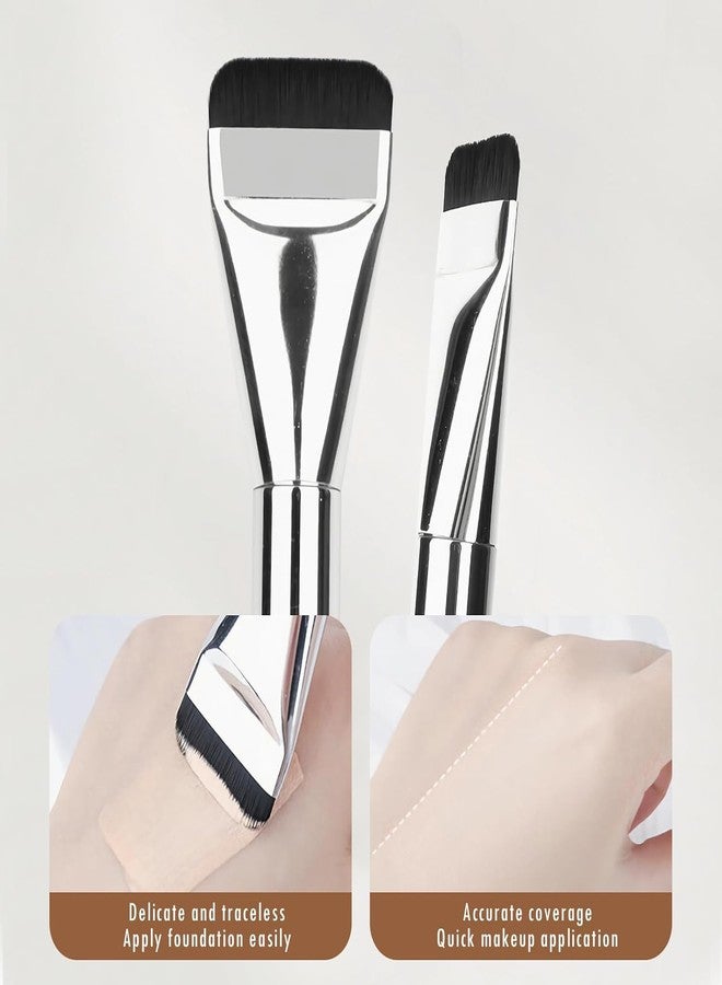 Aternal فرشاة مسطحة لقناع الوجه للمكياج السائل، فرشاة كريم أساس سائل لقناع الوجه، فرشاة معدنية لوضع المكياج، فرشاة قناع الطين، فرش مكياج، فرش أقنعة الوجه، عبوة من قطعتين - Image 2