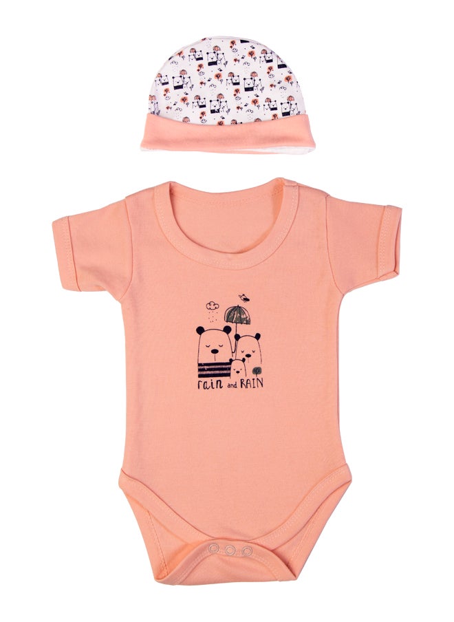 Babies Basic 5 Piece Unisex 100% Cotton Gift Set Include Bib, Romper, Mittens, Cap And Sleepsuit/Jumpsuit- Rain  - Image 4