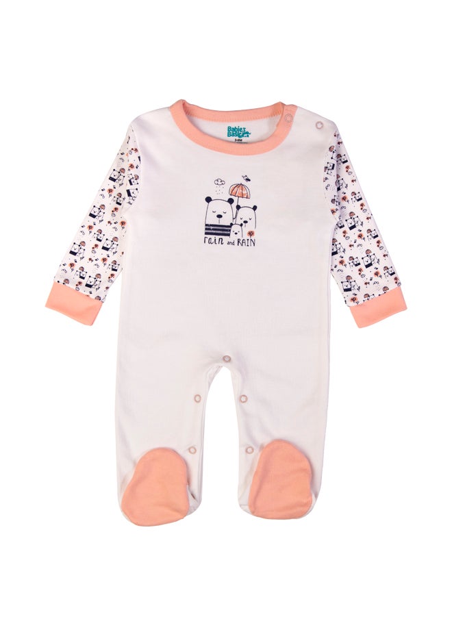 Babies Basic 5 Piece Unisex 100% Cotton Gift Set Include Bib, Romper, Mittens, Cap And Sleepsuit/Jumpsuit- Rain  - Image 3