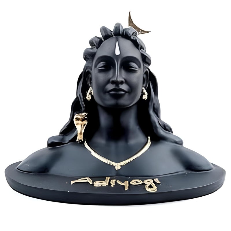 Clairs Adiyogi Shiva Statue Idol for Car Dashboard | Home Decor | Office | Table Decor - (Black, Matte Finish) (16x11x12) - Image 1