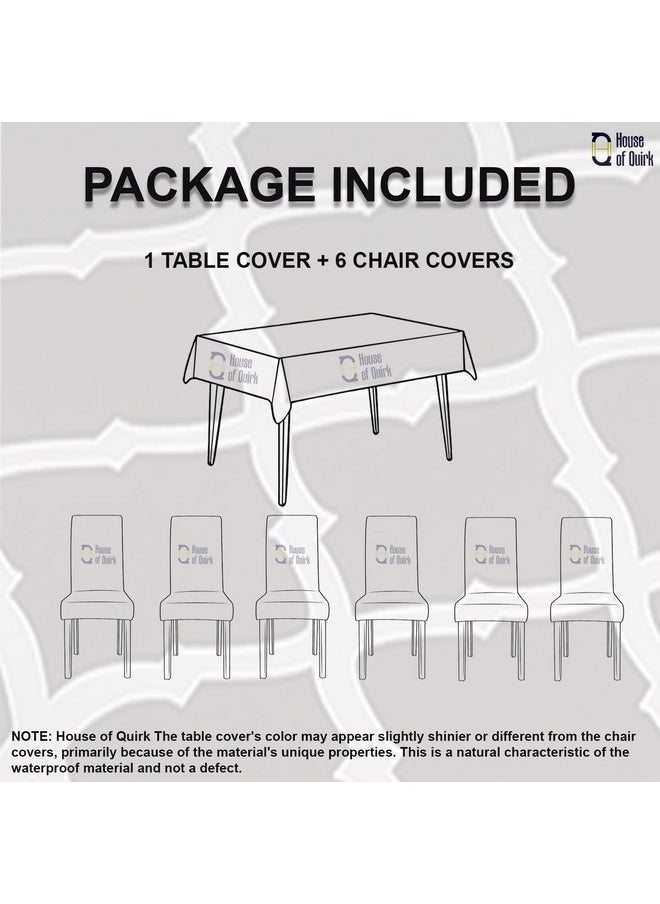 HOUSE OF QUIRK House of Quirk Dining Chair Cover with Table Covers for Kitchen Waterproof Dining Table Cloth (Brown Diamond, 1 Table Cover + 6 Chair Cover)  - Image 4