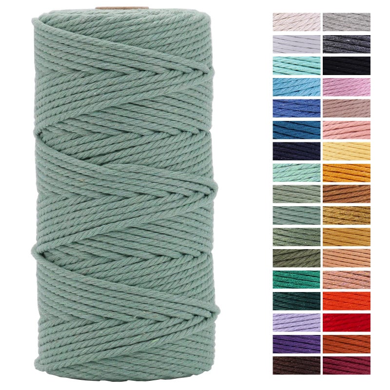 Bluish Green Macrame Cord 3mm x 109YardsColored Cotton Rope Craft Cord Colorful Cotton Cord Twine for Wall Hanging Plant Hangers Crafts Knitting Decorative Projects