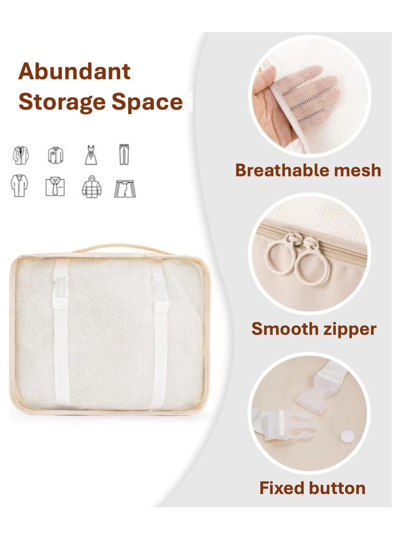 JOYYE 9pcs Packing Cubes for Suitcase Luggage, Travel Luggage Packing Organizer Set, Travel Essentials for Carry on, Storage Bags for Clothes Shoes Toiletry Makeup (Beige) - Image 3
