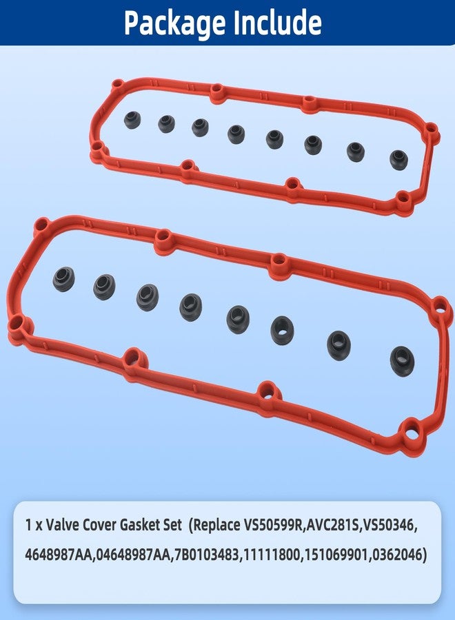 RICHWEI VS50599R Valve Cover Gasket Set for Dodge Jeep Chrysler Volkswagen - Grand Caravan, Wrangler,Town & Country, Caravan, Pacifica, Routan, 2004 2005 2006 2007 2008 2009 2010 2011, V6 3.3L 3.8L - Image 4