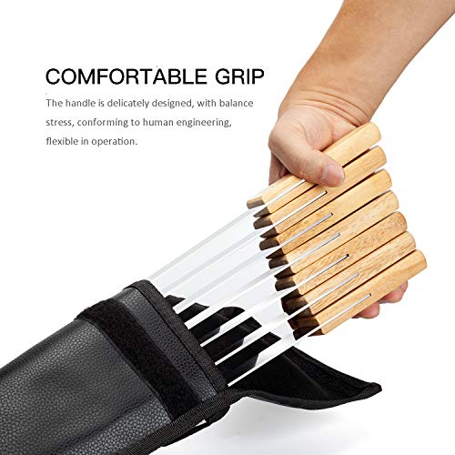 Goutime 23 X 5/8 Inch Stainless Steel Shish Kabob Barbecue BBQ Skewers with Wood Handle for Outdoor Cooking Grilling, Set of 7 with Bag - Image 4