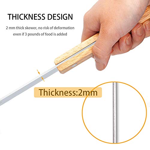 Goutime 23 X 5/8 Inch Stainless Steel Shish Kabob Barbecue BBQ Skewers with Wood Handle for Outdoor Cooking Grilling, Set of 7 with Bag - Image 3