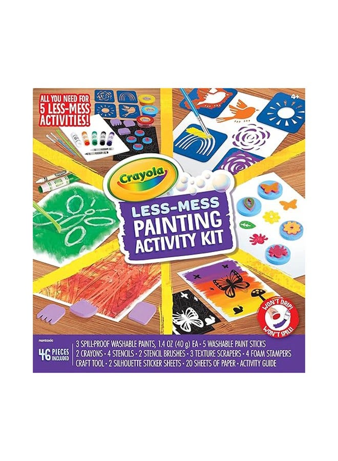 Crayola مجموعة الرسم الأقل فوضى، 5 أنشطة رسم، ألوان قابلة للغسل، ألوان مقاومة للتسرب، تشمل 46 قطعة - Image 1