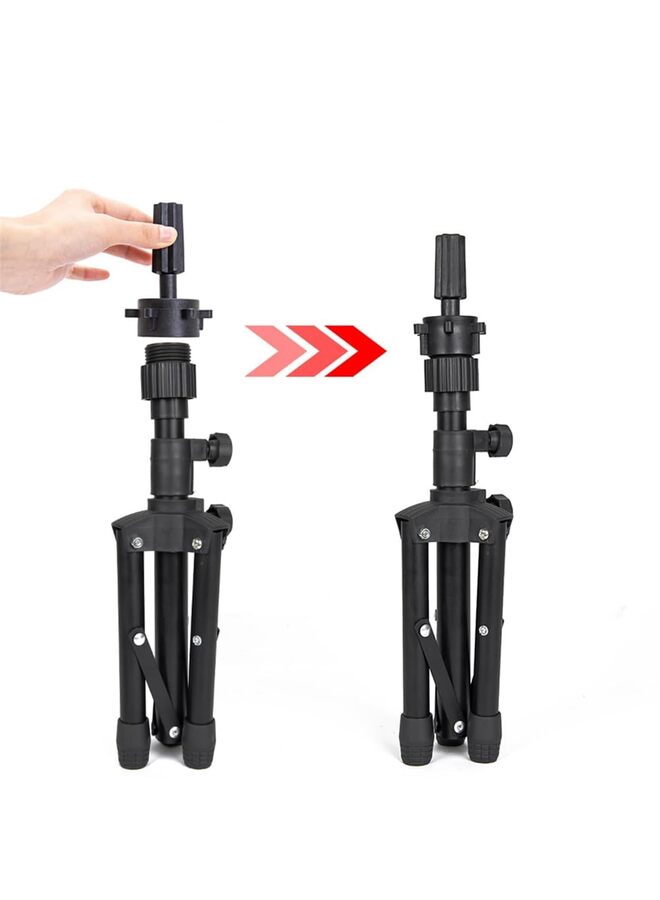 حامل ثلاثي القوائم للشعر المستعار، حامل رأس مانيكان قابل للتعديل بطول 25 بوصة، حامل رأس شعر مستعار لرؤوس التدريب ورأس كتلة القماش (رأس المانيكان غير متضمن) (اللون: أسود) - Image 3