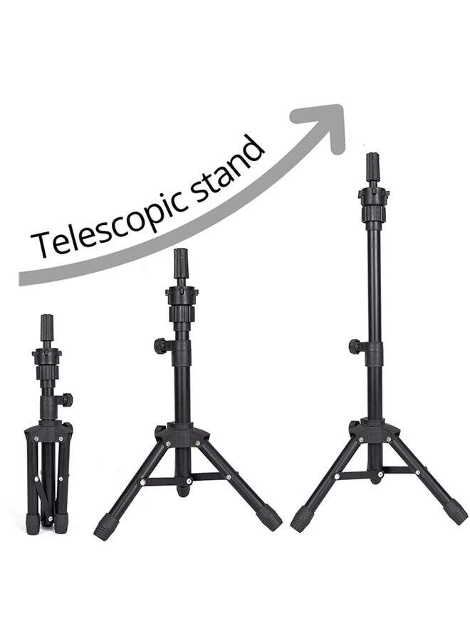 حامل ثلاثي القوائم للشعر المستعار، حامل رأس مانيكان قابل للتعديل بطول 25 بوصة، حامل رأس شعر مستعار لرؤوس التدريب ورأس كتلة القماش (رأس المانيكان غير متضمن) (اللون: أسود) - Image 2