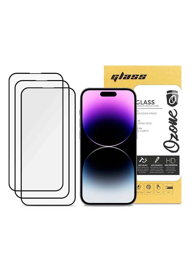 O Ozone Tempered Glass Screen Protector for iPhone 14 Pro (Pack of 3) - Image 1