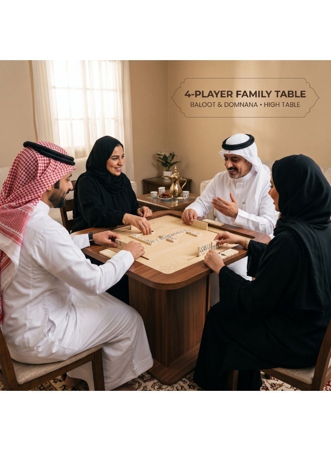 فور بلس طاولة ألعاب عالية 2 في 1 لأربعة لاعبين مخصصة للدومينو والبلوت 97x97x73 cm ، بتصميم متعدد الاستخدامات (نقشة السدو) - Image 4
