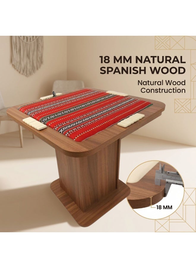 فور بلس طاولة ألعاب عالية 2 في 1 لأربعة لاعبين مخصصة للدومينو والبلوت 97x97x73 cm ، بتصميم متعدد الاستخدامات (نقشة السدو) - Image 5