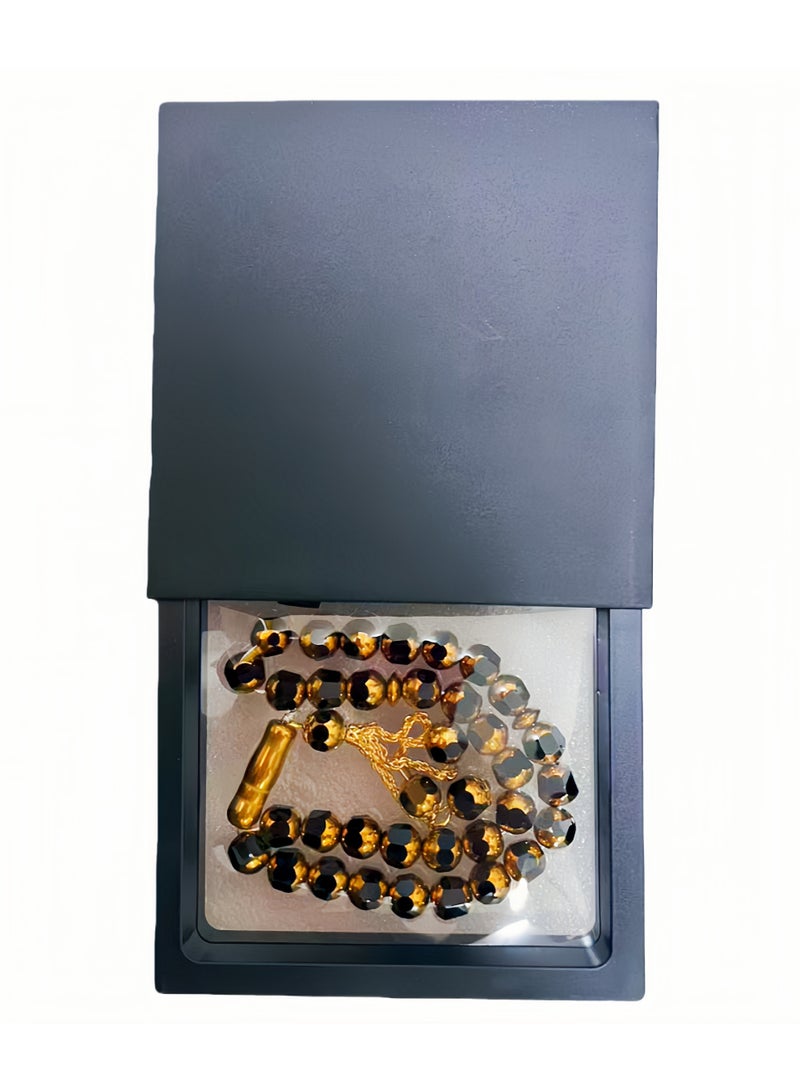 Gift Box with 33-Bead Tasbih Prayer Bracelet, Golden & Black Polished Finish, Islamic Rosary Misbaha Sibha, Perfect Gift for Ramadan & Eid - Image 3