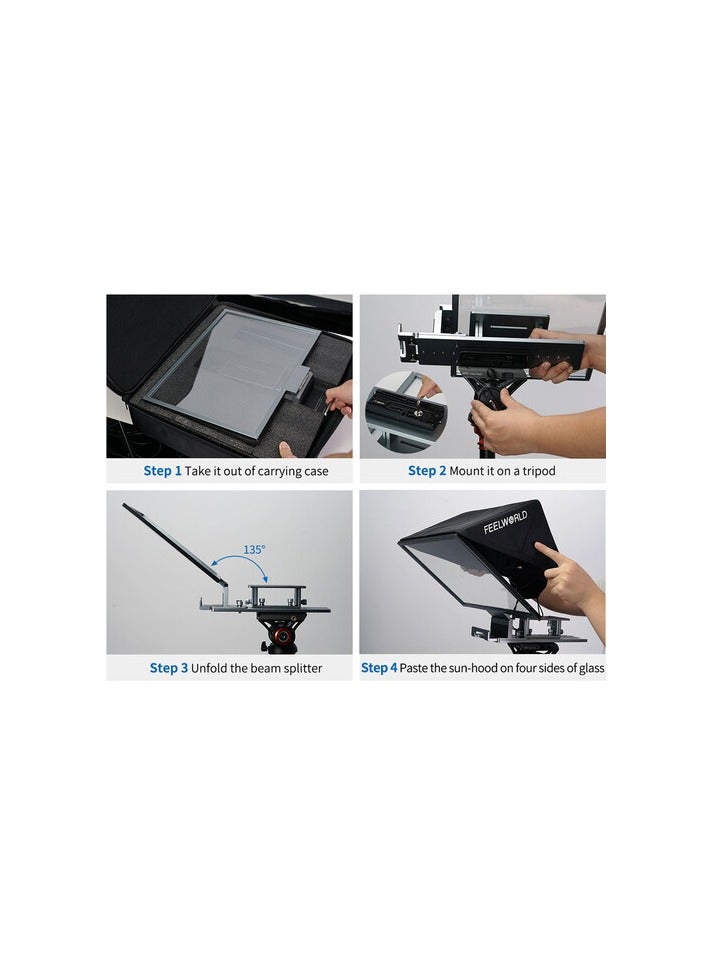 FeelWorld TP16 Folding Teleprompter with Remote Control for Tablets - Image 3