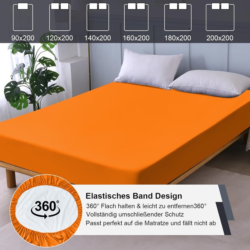 ohano Waterproof Mattress Protector 200 x 200 cm Fitted Sheet, Waterproof and Breathable Mattress Cover, Incontinence Pad, Moisture Protection Bed Sheet, Fitted Sheet, for All Seasons, Orange - Image 5