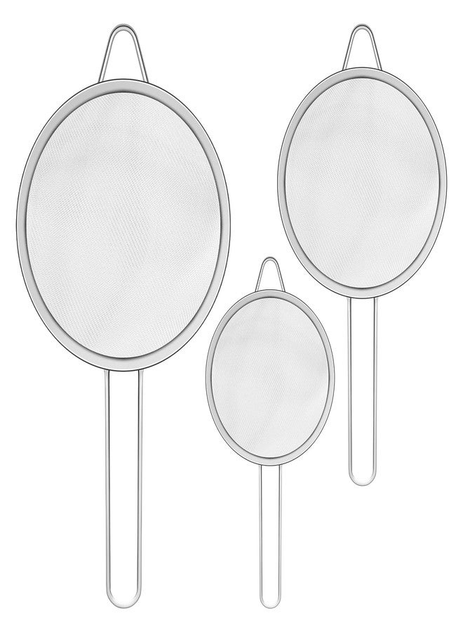 NUOMI Set of 3 Fine Mesh Strainer Spoon Stainless Steel Sieve Colander Sets Multifunctional Food Strainer with Long Handle for Sifting Flour, Tea, Frying Oil, Coffee Powder, Juice, Dia. 8/14/20 CM - Image 1
