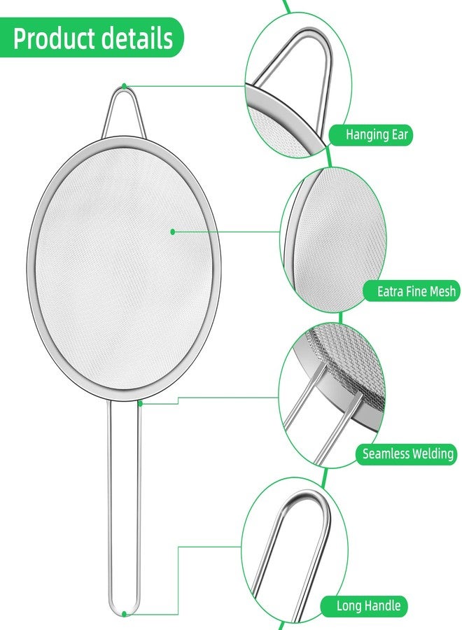 NUOMI Set of 3 Fine Mesh Strainer Spoon Stainless Steel Sieve Colander Sets Multifunctional Food Strainer with Long Handle for Sifting Flour, Tea, Frying Oil, Coffee Powder, Juice, Dia. 8/14/20 CM - Image 4