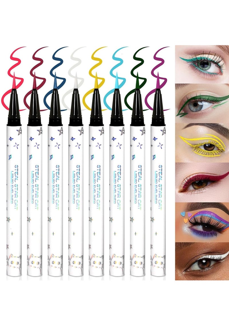8-Color Waterproof Matte Liquid Eyeliner Set - Smudge-Proof Colored Pencil Makeup Gift for Women - Image 1